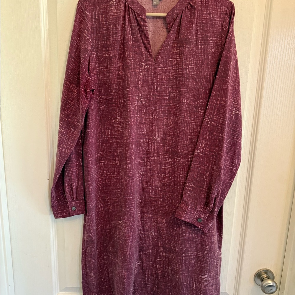 J. Jill Red Long Sleeve V-Neck Dress